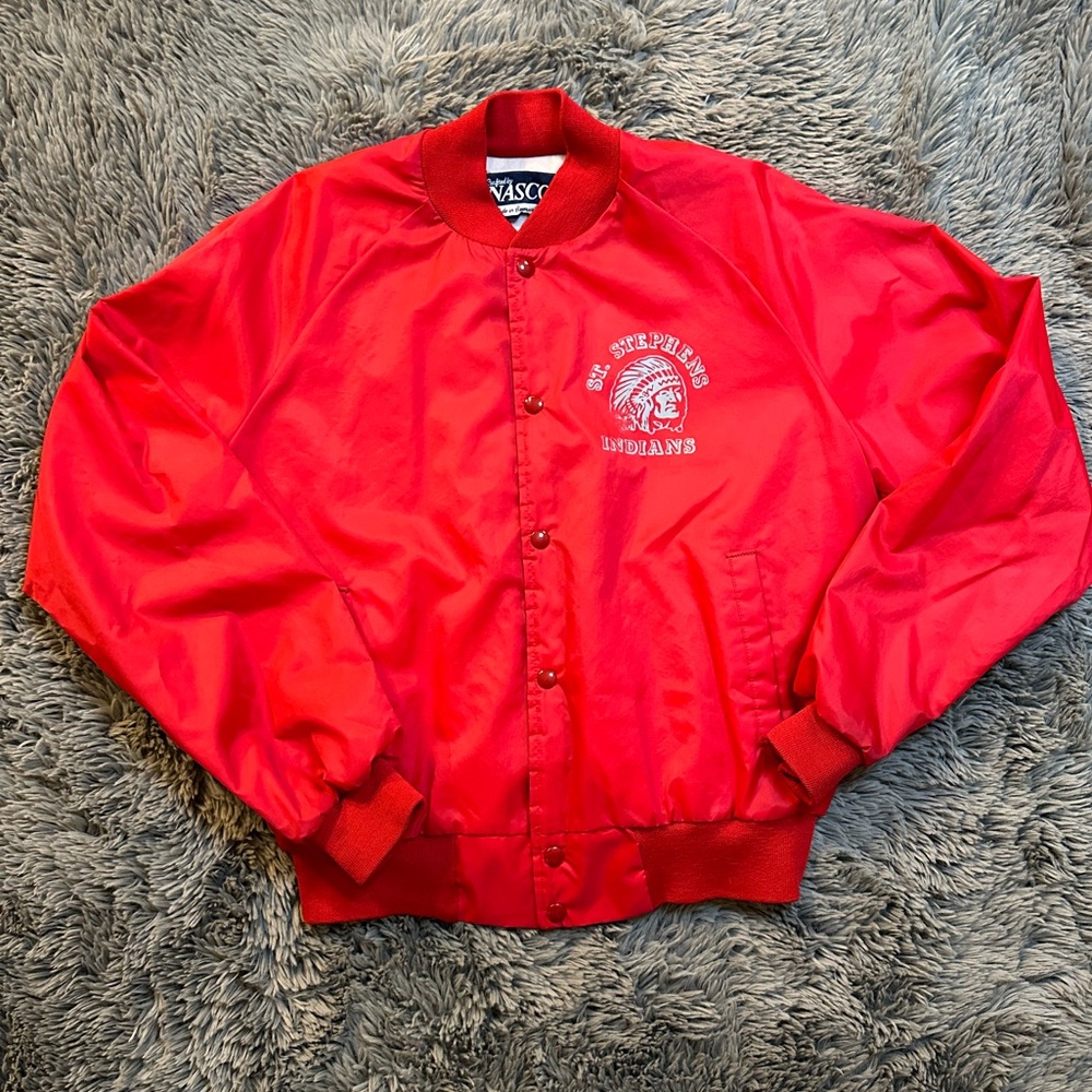 Vintage Saint Stephens Indians Bomber Jacket Size Medium